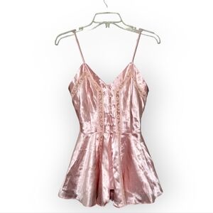 Victoria's Secret Vintage Gold Label Pink Lace Button Front Night Gown Top P/XS